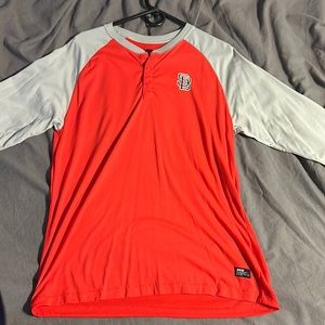 Nike sb dri fit Henley style shirt size L 3/4 sleeve red /grey/ blk #3
